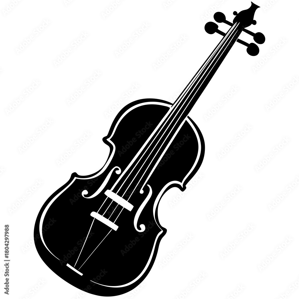 Fototapeta premium Monochromatic violin vector icon for music and classical arts