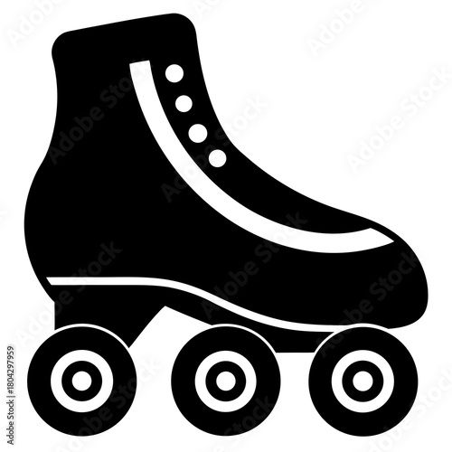 Classic quad roller skate icon vector symbol for retro fun hobby