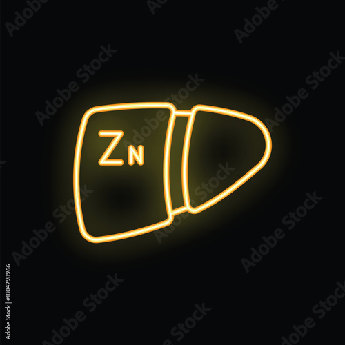 Yellow neon sign depicting a human liver with a zn sign, representing the importance of zinc for a healthy liver