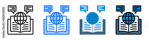 Language Learning Icon Collection Set Multiple Style
