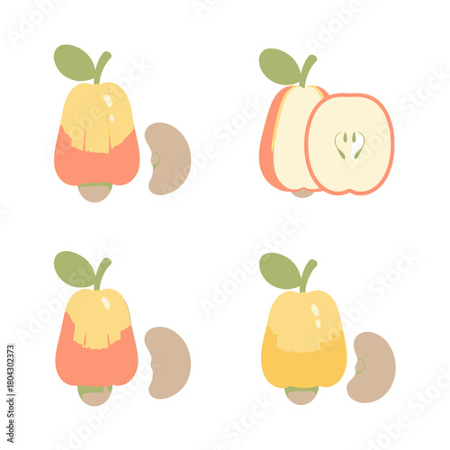 Composition of cashew apples, guavas, and sliced fruit