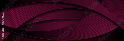 Dark violet waves and lines minimal abstract corporate background. Vector banner design