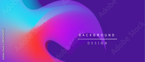 Abstract fluid shapes blend vibrant colors. Purple dominates background, accented by blue, pink, red gradients. Text reads background design.