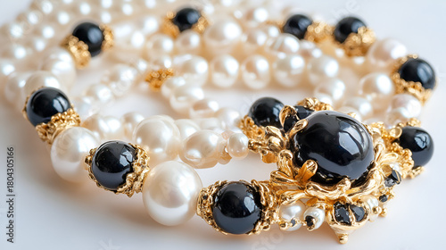 golden necklace on black