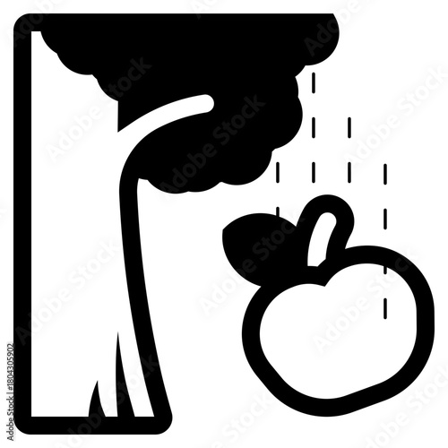 apple fruit fall from tree icon