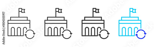 Global Recovery icon set collection in creative outline style for Resilience workplace strategy leadership adaptability planning growth innovation tools design