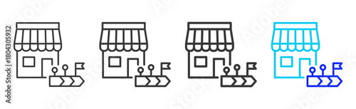 Store Evolution icon set collection in creative outline style for Resilience workplace strategy leadership adaptability planning growth innovation tools design