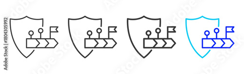 Continuous Protection icon set collection in creative outline style for Resilience workplace strategy leadership adaptability planning growth innovation tools design