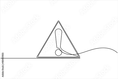 Exclamation mark one line art minimal continuous line drawing outline icon