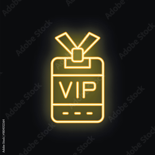 Neon sign illustrating a vip pass, symbolizing exclusivity, access, and privilege