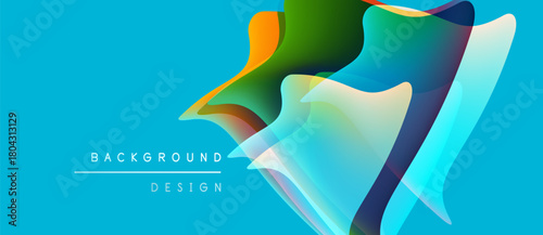 Abstract vibrant shapes overlap, creating dynamic blue background. Modern design elements suggest movement, energy, visual appeal.