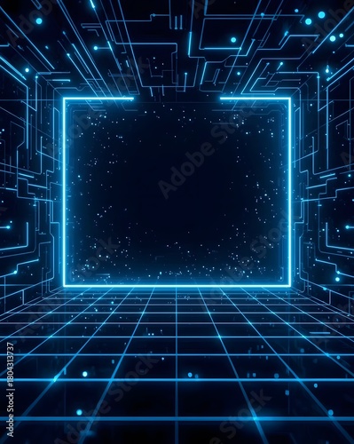 Cyber Neon Techmology Frame Background For Cyber Monday 