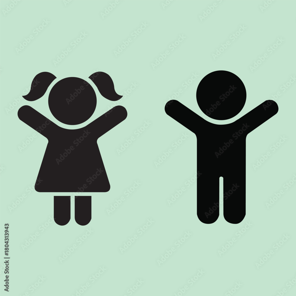 Obraz premium girl and boy silhouette vector