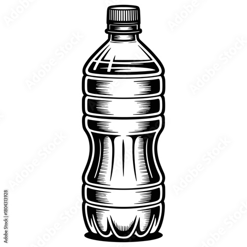 Purified Bottle: Clean and refreshing, a clear plastic bottle holds pure liquid, a staple for hydration and healthy living.