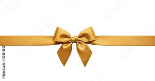 Bild auf Leinwand Shiny golden satin ribbon and bow horizontal design