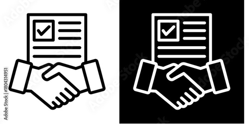 Contract Agreement  Icon Set White Style Collection
