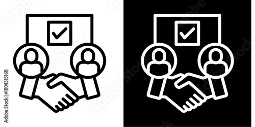Outsourcing Agreement  Icon Set White Style Collection
