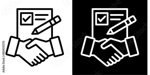 Outsourcing Contract  Icon Set White Style Collection
