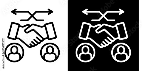 External Partnership  Icon Set White Style Collection
