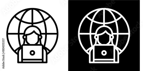 Work Outsource  Icon Set White Style Collection
