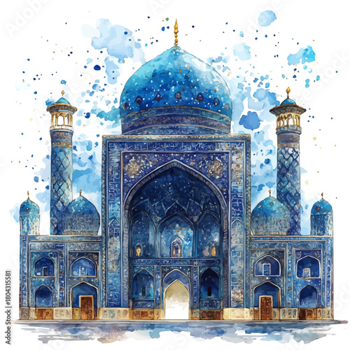 watercolor vector of Naqsh-e Jahan Square, isolated on a white background.