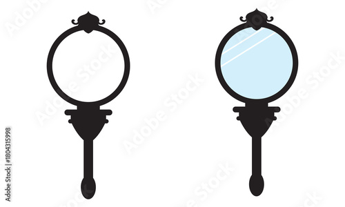 Hand mirror icon. Silhouette on White Background.  Vector eps 10