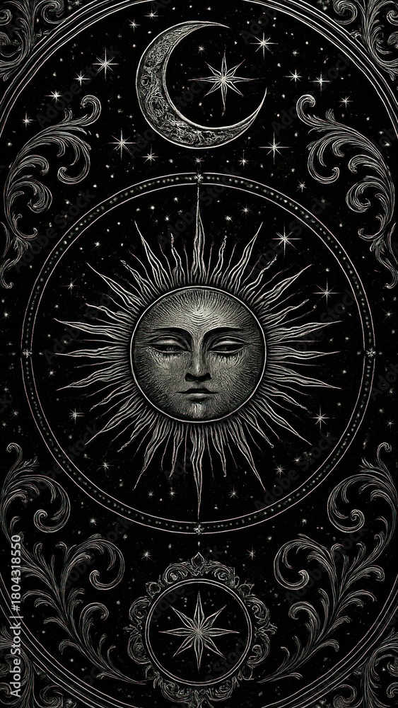 Fototapeta premium Celestial sun moon cosmic elegance mobile wallpaper