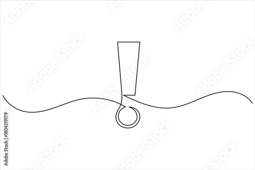 Exclamation mark one line art minimal continuous line drawing outline icon