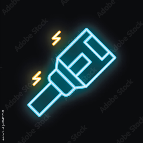 Neon seat belt sign flashing, reminding passengers to buckle up for safety