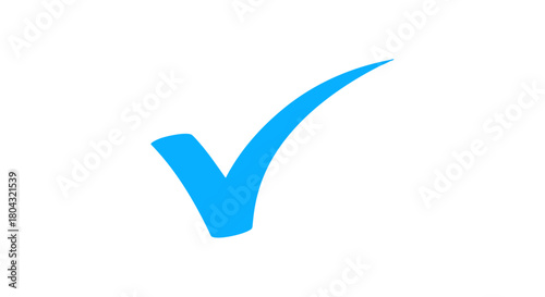Blue Curved Tick Icon – Smooth Checkmark Symbol Vector - check mark
