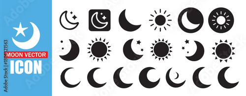 Moon, Sun, and Celestial Elements Vector Icon Set