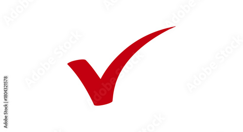 Curved Red Tick Icon – Bold Checkmark Warning Vector - yes and no check mark
