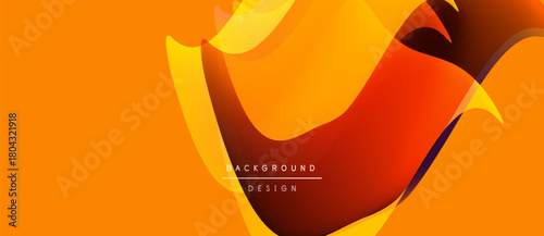 Abstract orange design features flowing shapes, gradients. Dynamic composition creates modern visual impact. Background suggests energy, movement.