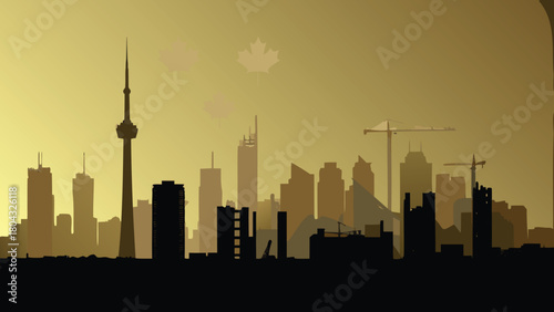 Futuristic canadian cityscape banner with advanced architecture and vibrant colors