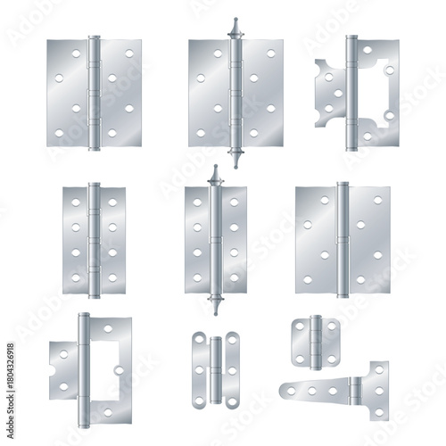 Metal Door Hinges Vector Illustration