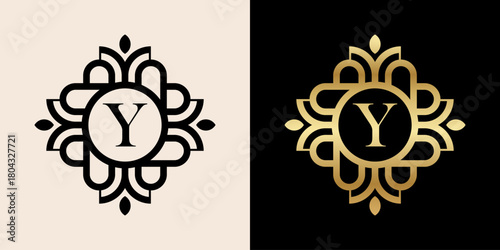 Letter Y with luxury ornament logo, for boutique, beauty, shop, jewelry industry, beauty and fashion.