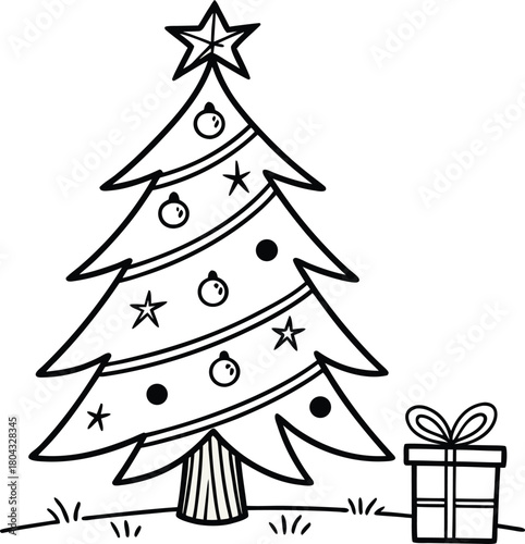 Clean christmas tree design for december twenty fifth holiday celebrations and festive winter decor