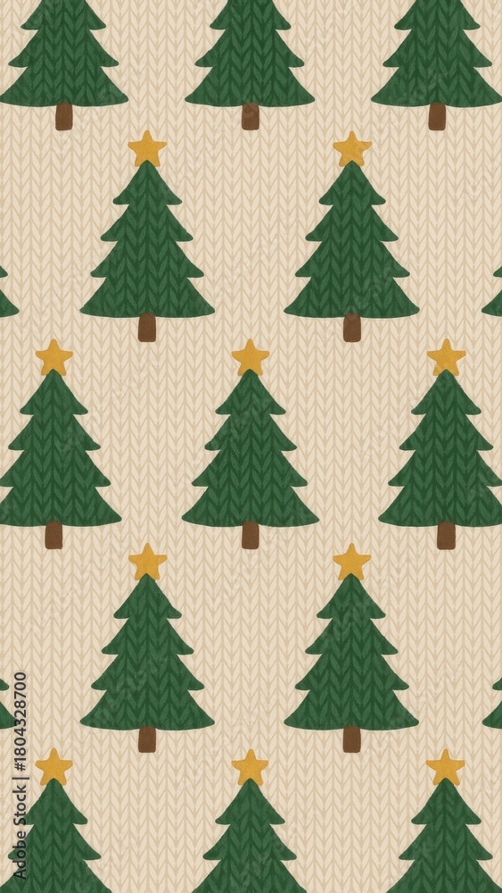 Obraz premium Festive evergreen trees pattern mobile wallpaper