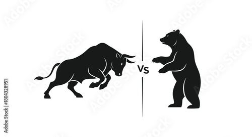 Illustration of bull and bear fighting, symbolizing stock market trends