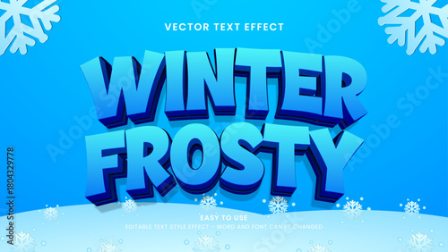 winter frosty editable text effect 3d