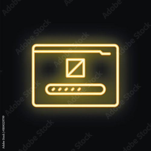 Bright yellow neon website loading icon glowing on black background