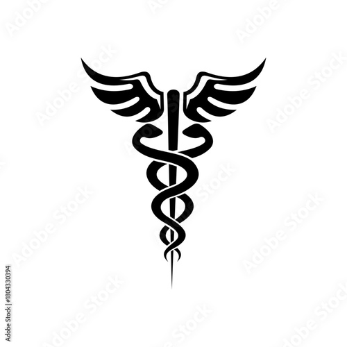 Caduceus of Hermes healthcare icon for medical apps and websites. Vector Illustration