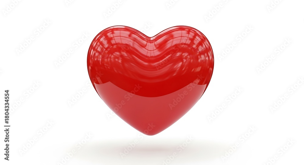 Fototapeta premium Shiny red heart shape, isolated on white background
