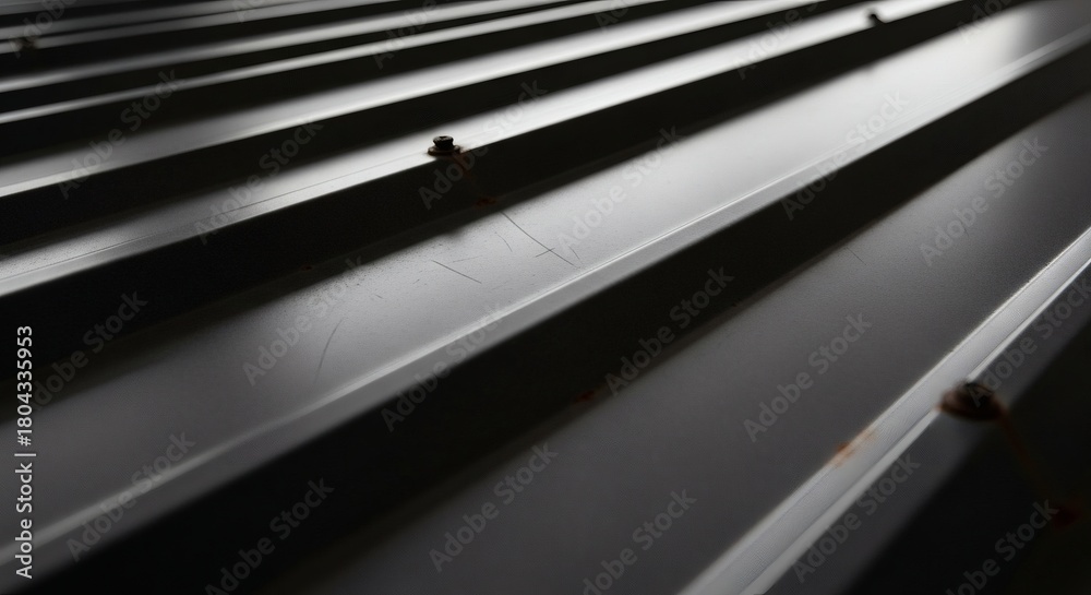 Obraz premium Corrugated Steel Geometry Parallel Lines in Silver.