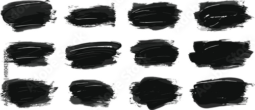 Black brushstroke collection, dry brush texture, abstract stroke set, grunge art elements, artistic vector pack, creative design assets