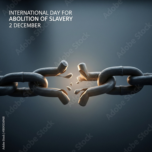 International day for the abolition of slavery december 2nd symbolizing freedom with a broken chain and light