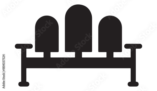  Silhouette of a vintage three seater bench with arched backs and armrests