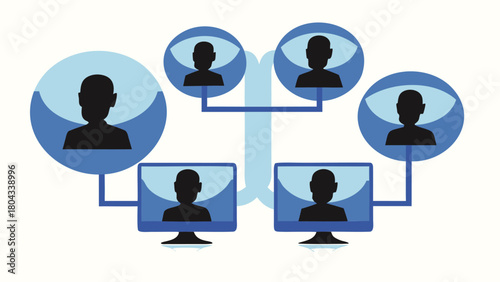 Diverse team members collaborating remotely their silhouettes visible within glowing digital screens representing global connection and modern communication