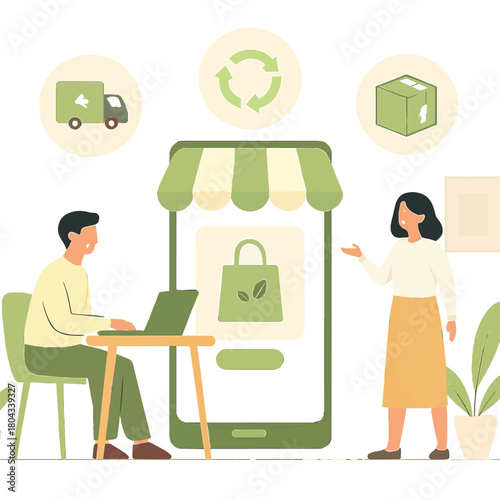 Sustainable E-commerce and Delivery Eco-friendly shopping online with green logistics