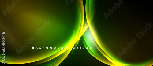Abstract green, yellow gradients create flowing shapes. Modern design features text background design centered within composition. Smooth curves dominate visual space.